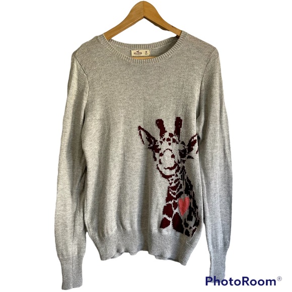 HOLLISTER Grey Giraffe Knit Sweater